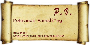 Pohrancz Varsány névjegykártya